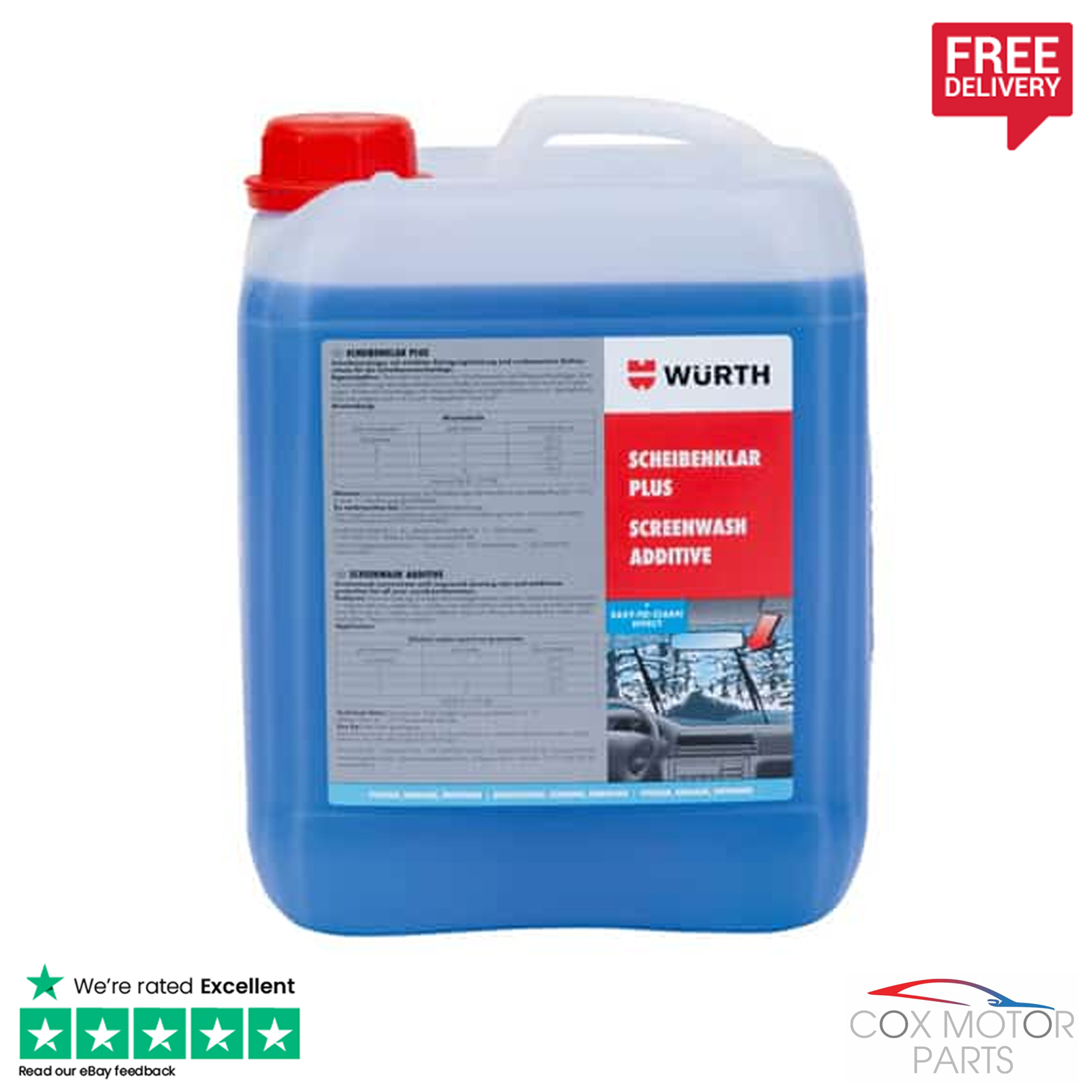 Wurth Windscreen Screenwash Anti Freeze Concentrate Additive 5 Litre 5l 4011231896122 Ebay