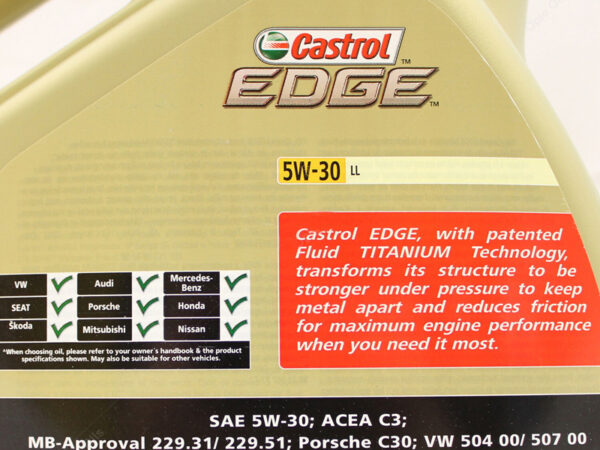 Castrol EDGE Longlife 5W30 LL Engine Oil 5 Litres - Cox Motor Parts